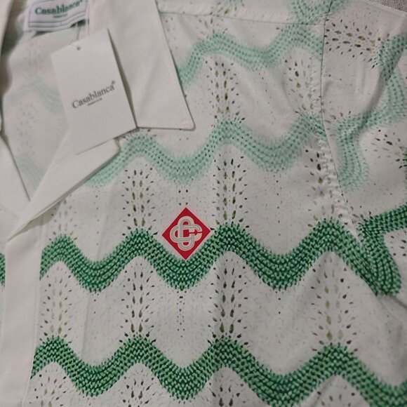 Casablanca Men's Wave Crochet Shirt - Picture 3 of 6